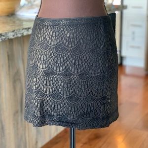EXPRESS BLACK STRETCHY SKIRT WITH GOLD LACE COVER